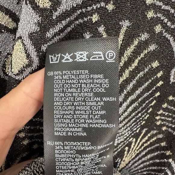 New Reiss Size Large Annie Metallic Jacquard Tunic Mini Dress Bodycon - Picture 16 of 16